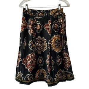 E by ECI Beaded Skirt Boho Women’s Petite Size 2P Pleated Lined Paisley